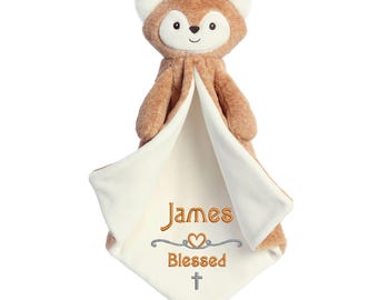 Animalito de peluche personalizado, regalo de bautismo bordado para bebé