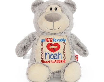 Gepersonaliseerde CHD Heart Warrior-knuffel - aangepaste Scar Buddy Bear voor herstel na operatie