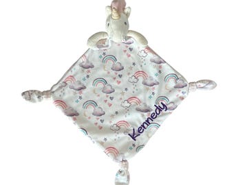 Personalized Animal Lovey, Embroidered with Baby Name, Baby Shower Gift