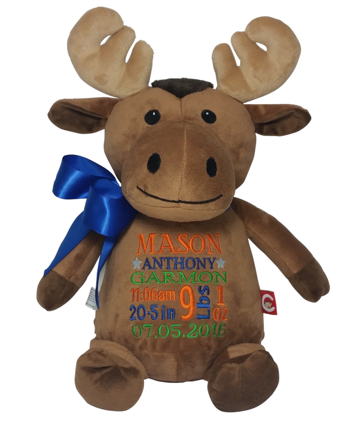 Personalized Moose Stuffed Plush Animal Custom Baby Gift Etsy