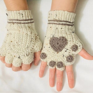 Lindos guantes de gato sin dedos de crochet / Disfraz / Ropa diaria / Accesorios