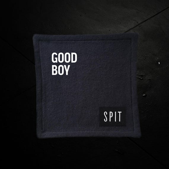 SPIT RAW "Good Boy" Mini Towel | Queer Hygiene | Washcloth Alternative | Bold Funny Gift | Sweatshirt Material Towels