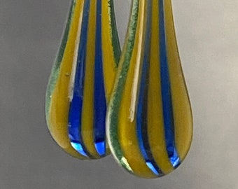 Dangle Glass Drop Earrings Yellow,Blue and Irish Green!