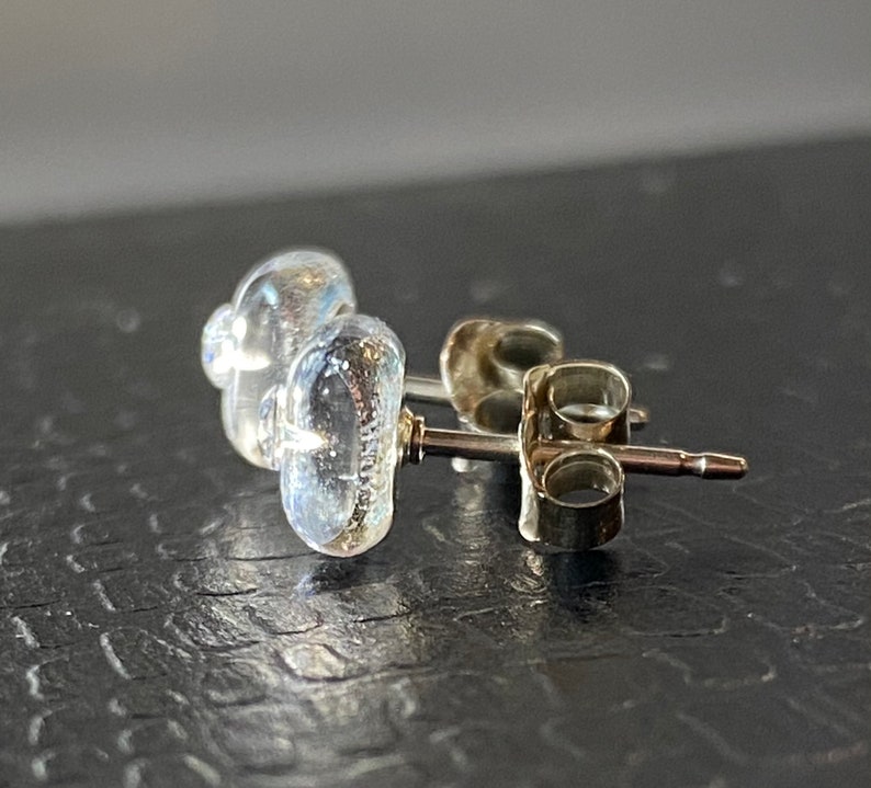 Dichroic glass and cubic zirconia fused post earrings with Sterling Silver posts. image 6
