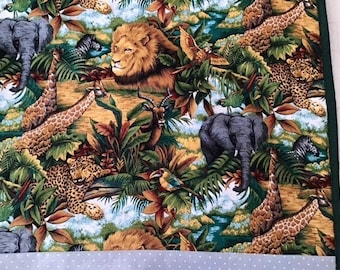 Wild animals lions elephants baby toddler quilt blanket lap quilt throw