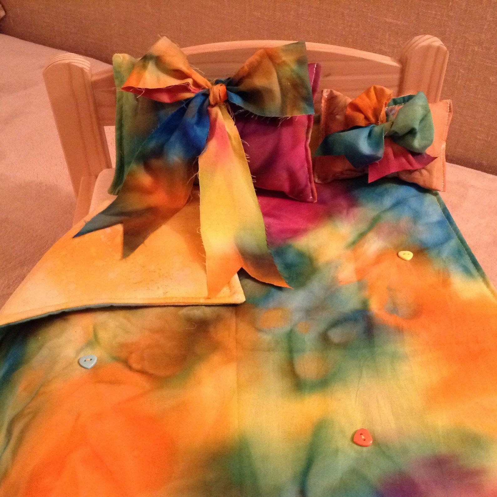 Tie Dyed American Girl doll blanket quilt and matching pillows Etsy