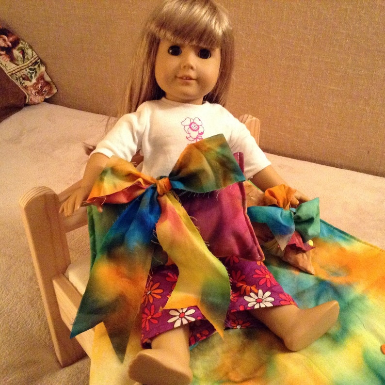 Tie Dyed American Girl doll blanket quilt and matching pillows Etsy