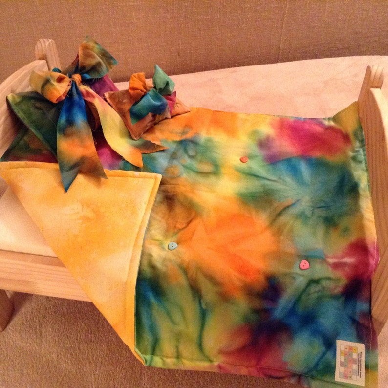 Tie Dyed American Girl doll blanket quilt and matching pillows Etsy