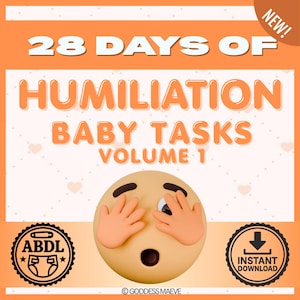 28 Days of ABDL Humiliation Tasks · Daily Regression Routine · Morning & Evening Baby Training Rules · Diaper Discipline Printable
