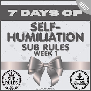 7 Days of Self-Humiliation Rules for Submissives, Strict Daily Femdom Obedience Tasks, Slave Training Digital Download PDF