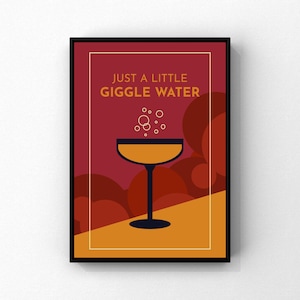 Giggle Water Art Deco Cocktail Poster, 1920s Prohibition Era, Digital Print, Vintage Bar and Kitchen Wall Art