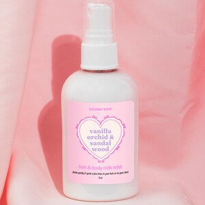 Vanilla Orchid Sandalwood Scented Body Milk Mist, Milky Hair Body Mist For Soft Skin, Body Spray All Skin Types Alcohol Free Body Mist