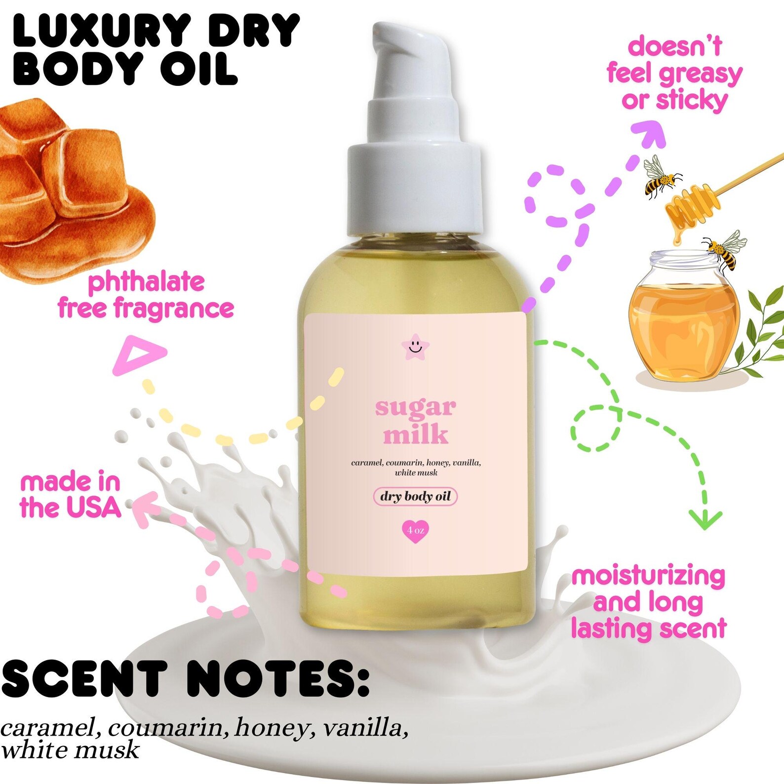 Vanilla Scented Body Oils: Natural Moisturizing Dry Massage Oil ...