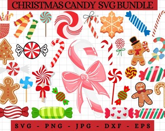 Clipart SVG de dulces navideños, dulces navideños (descarga digital)