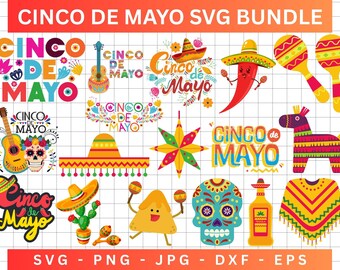 Cinco De Mayo SVG Bundle, Mexikanische Party Designs (Digitaler Download)