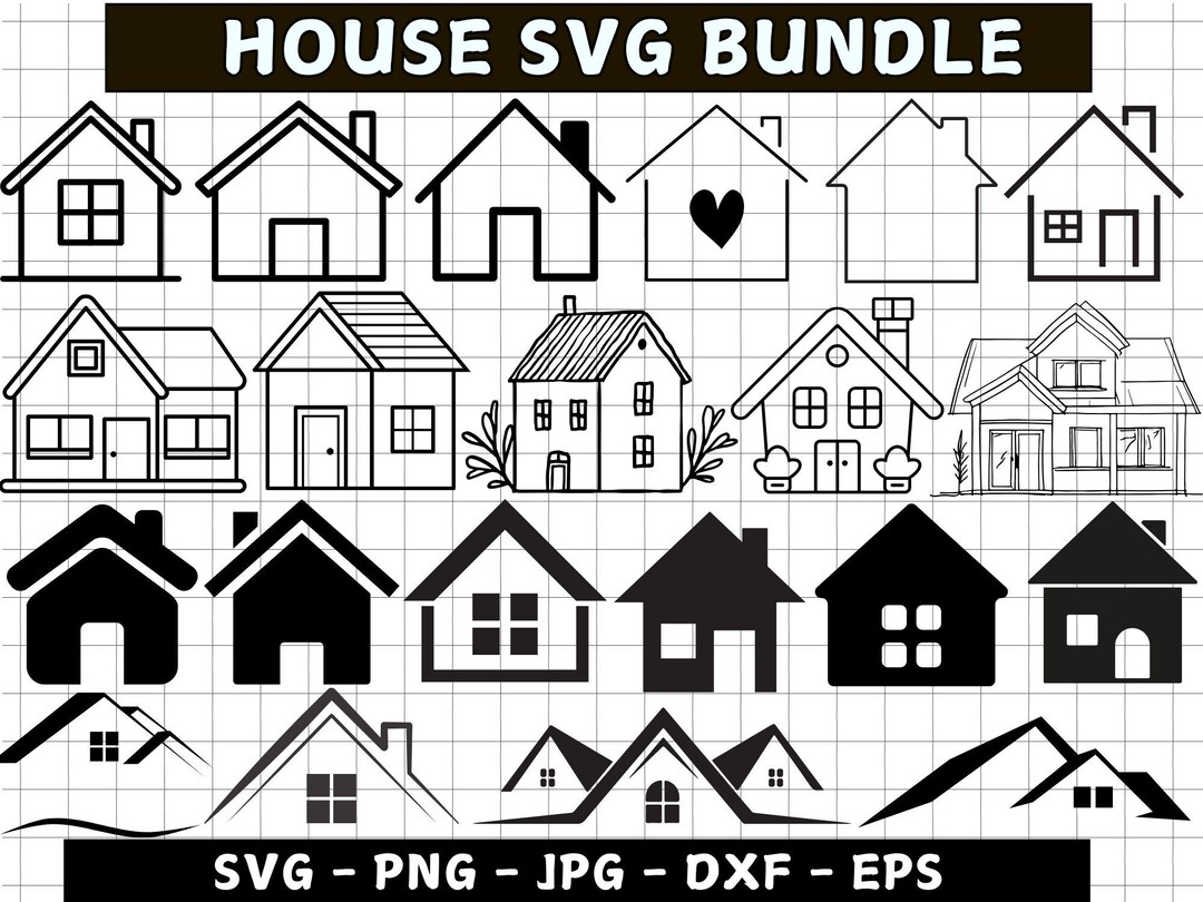 House SVG Bundle, Floral Outline, Cricut Cut File (digital Download) - Etsy