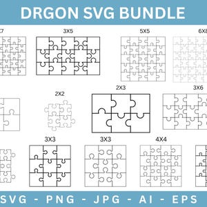 Jigsaw Puzzle Templates Bundle,Puzzle Svg Templates,Jigsaw Puzzle Svg,Puzzle Pieces,Laser Cut Puzzle Svg,Puzzle Pieces,Glowforge Puzzle File