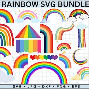Regenbogen SVG-Bundle, niedlichen Regenbogen SVG, Regenbogen Clipart, Boho Regenbogen Clipart, Regenbogen-Svg BUNDLE, Boho Aufkleber, Dateien für Cricut, digitaler Download.