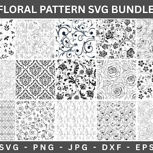 Fichiers svg motif floral sans couture, fichiers vectoriels, pour découpe laser, cnc, fichiers numériques CDR, collection de panneaux svg, téléchargement numérique