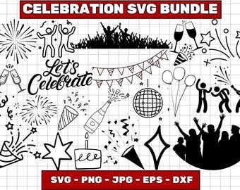 お祝い SVG バンドル、パーティーデコレーション クリップアート (デジタル ダウンロード)