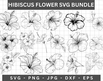 Hibiscus Flower SVG Bundle, Hawaii Floral Cut Files (Digital Download)