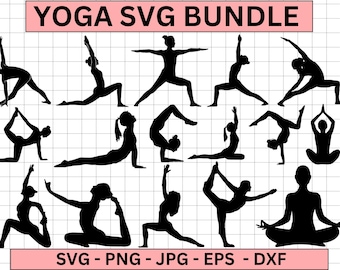 Yoga Pose SVG Bundle, Meditation Clipart (Digital Download)
