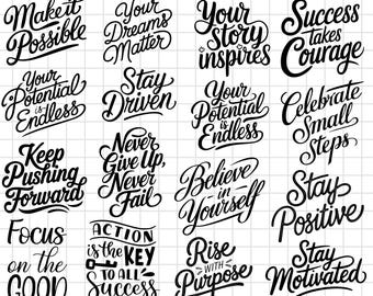 Motivational Quote SVG Bundle, Positive Affirmations (Digital Download)