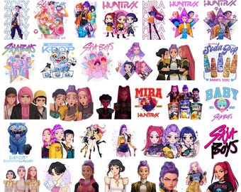 Kpop Demon Hunters PNG, Jantar de Garotas Png, Bandas de Saja Girls Png, Fãs de Huntrix, Download Digital, Design de Camiseta de Grupo Ídolo Kpop