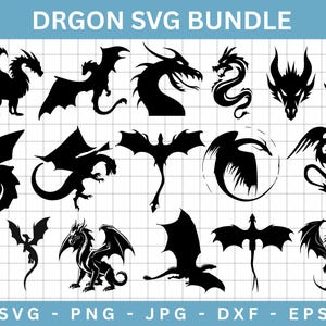 Dragon SVG Bundle,Dragon SVG,Dragon Clipart for Cricut & Cut File,Chinese Dragon Clipart,Animal Svg,Dragon Tattoo Svg,Dragon Png,Cricut