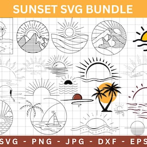 Sunset SVG,Sun Svg for Cricut,Sunrise Svg,Sunrise Clipart,Sunset Cut File For Cricut,Sunrise Cricut,Sunset Silhouette,Sun Vector,Download
