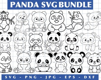 Paquete SVG de panda, archivos de corte de osito bebé para Cricut (descarga digital)