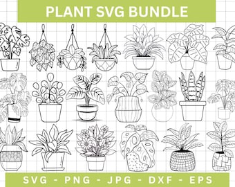 Houseplant SVG Bundle, Hand Drawn Potted Plants (Digital Download)