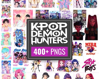 400+ Huntrix Kpop Demon Hunters Png Bundle, Kpop Idol Group Png Designs, Saja Boys Girls Bands Png Girl Dinner Png Huntrix Fans, Sublimation