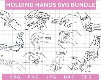 Muttertag Hände SVG Bundle, benutzerdefinierte Kindernamen (digitaler Download)