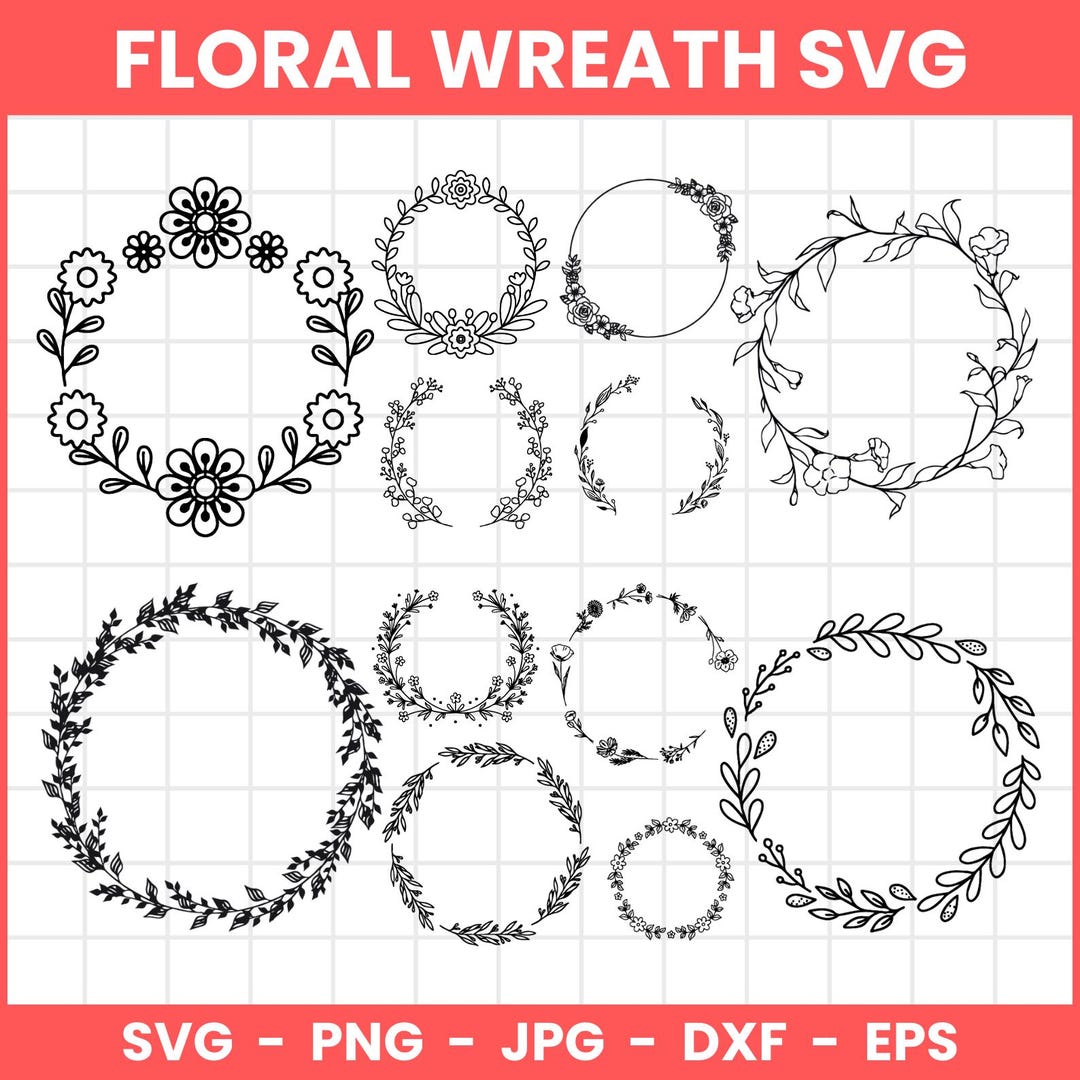 Floral Wreath SVG Bundle, Wedding Circle Frame (digital Files) - Etsy