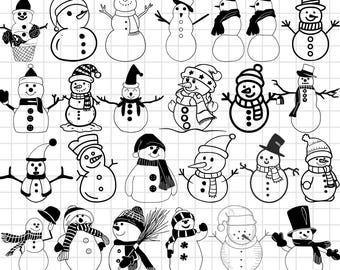 Christmas Snowman SVG Bundle, Holiday Clipart (Digital Download)
