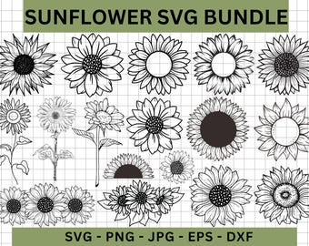 Sunflower SVG Bundle, Digital Cut Files