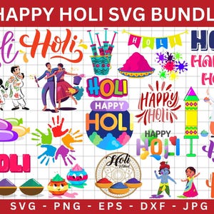 Happy Holi Clipart Bundle,Happy Holi T-Shirt,Festival of Colors Design with Splashes,Holi India&#39;s Festival of Colors Tee,Hindu Festival Art.