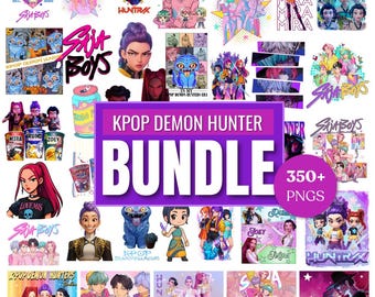 Pacote de Caçadores de Demônios Kpop Huntrix em PNG, Design de Grupo Ídolo Kpop em PNG, Jantar de Meninas em PNG, Bandas de Garotas Saja Boys em PNG, Fãs de Huntrix, Sublimação