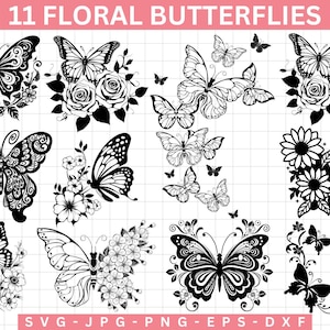 Schmetterling-Svg, Blumen Schmetterling SVG-Bundle, Schmetterling Blume svg, Schmetterling-Dateien für Cricut Silhouette, Schmetterling Png Jpg, Schmetterling Clip Art