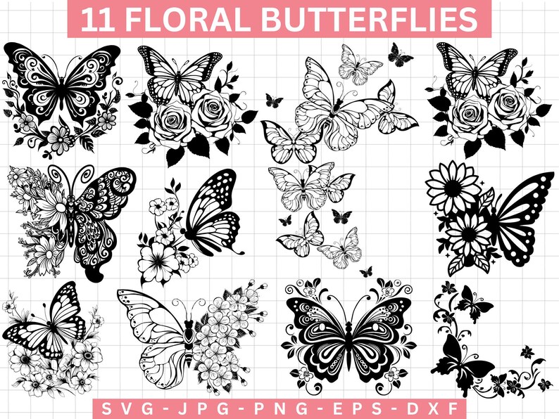 Butterfly Svg, Floral butterfly svg,   Moon svg,Moon Decoration, Butterfly Files for Cricut Silhouette,Butterfly Clip Art
Floral Butterfly SVG Bundle,Floral Cut Files for Cricut & Silhouette,Butterfly Png Dxf Eps Jpg,DIY Craft Projects