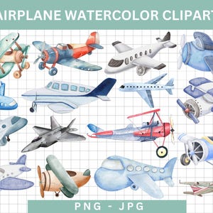 Vliegtuig clipart, aquarel luchtvervoer clipart, blauwe luchtvervoer, aquarel luchtschip, aquarel vliegtuig, babyshower jongen clipart png, kinderkunst