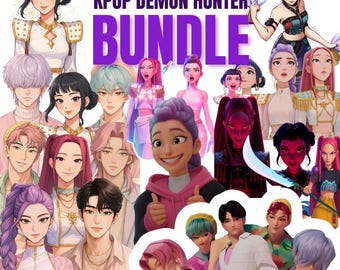 Pacote de Caçadores de Demônios Kpop Huntrix em PNG, Design de Grupo Ídolo Kpop em PNG, Jantar de Meninas em PNG, Bandas de Garotas Saja Boys em PNG, Fãs de Huntrix, Sublimação