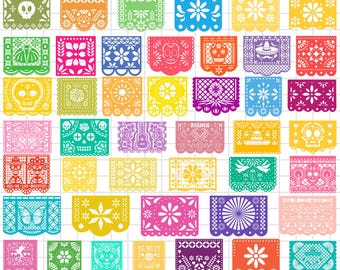 Papel Picado SVG-paket, mexikansk Fiesta-banner (digital nedladdning)