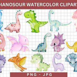 Aquarel schattige dinosaurus clipart, Jurassic Dino clipart, Kids Birthday Party, decor Dino Birthday Party, transparante png-afbeeldingen, dinosaurus, png