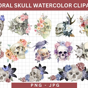 Floral Skull clipart bundle,Skull Clipart,Sublimation Skull,Moth graphics,Transparent background,Transparent background,Instant download