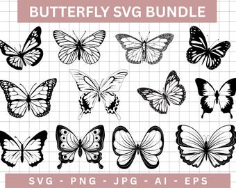 Butterfly SVG Bundle, Clipart for Cricut, Silhouette (Digital Download)