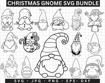 Christmas Gnomes SVG Bundle, Holiday Clipart (Digital Files)