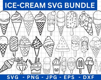 Eis Clipart, Dessert Umrisse, Schnittdateien für Cricut (svg, png, jpg, eps, dxf)