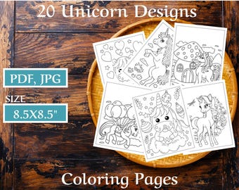 Unicorn Coloring Book, Fun Activity Pages for Kids (PDF, JPG)